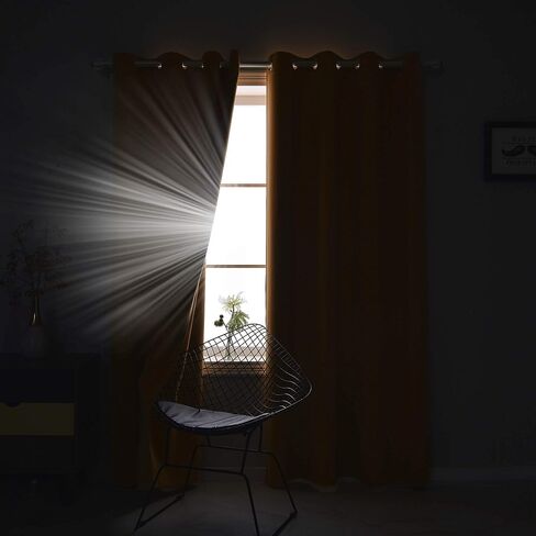 Gold Yellow Curtains 45 Inch Length For Kids Bedroom Privacy Protection Curtains For Bathroom Small Windows Top Grommet Darkening Yellow Blackout Short Curtains Set of 2 Panels 52 X 45 Inches Long in Kuwait