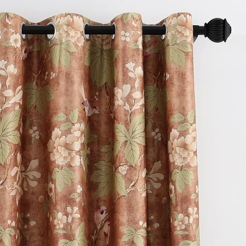VOGOL Blackout Curtains with White Sheer, Mix and Match Thermal Insulted Drapes for Dining Room, Bird Flower Pattern Grommet Window Treatments Home Decor, 52 x 63, 2 Panels in Kuwait