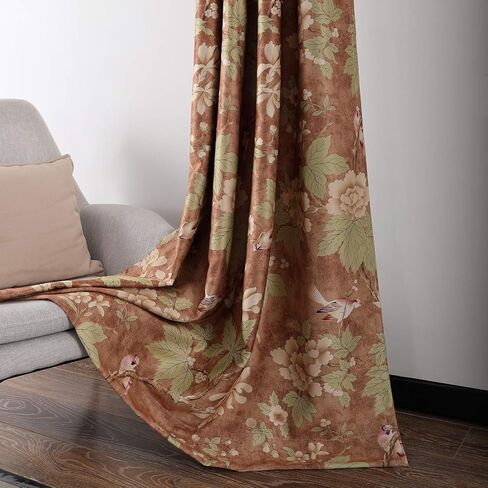 VOGOL Blackout Curtains with White Sheer, Mix and Match Thermal Insulted Drapes for Dining Room, Bird Flower Pattern Grommet Window Treatments Home Decor, 52 x 63, 2 Panels in Kuwait