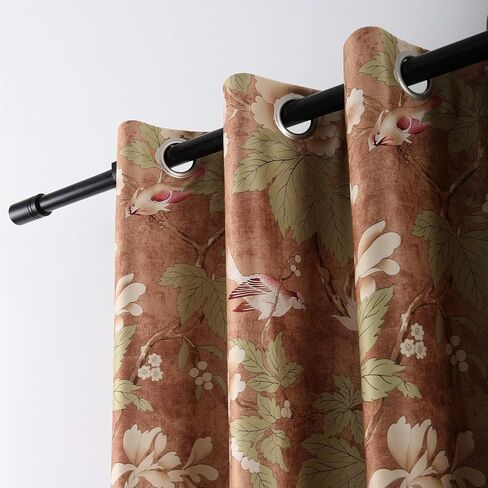 VOGOL Blackout Curtains with White Sheer, Mix and Match Thermal Insulted Drapes for Dining Room, Bird Flower Pattern Grommet Window Treatments Home Decor, 52 x 63, 2 Panels in Kuwait