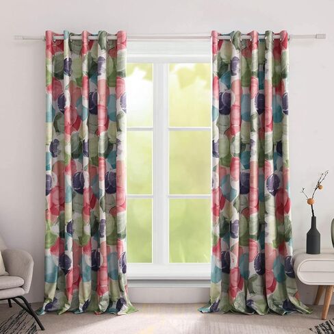 VOGOL Blackout Curtains with White Sheer, Mix and Match Thermal Insulted Drapes for Dining Room, Bird Flower Pattern Grommet Window Treatments Home Decor, 52 x 63, 2 Panels in Kuwait