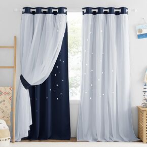 NICETOWN Curtains for Girls Bedroom Kids Curtains Rainbow Curtains Girls Curtains Star Curtains Princess Room Decor for Daughter Bedroom Window, 34" x 63"L, Purple & Blue & Pink, 2 Panels in Saudi Arabia