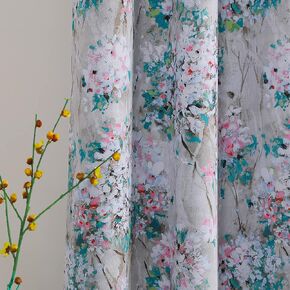 MYSKY HOME Floral Curtains 45 Inch Length for Living Room, Bathroom, Thermal Insulated Room Darkening Curtain Grommet Vintage Floral Curtains Decorative Curtains,2 Panels in Saudi Arabia