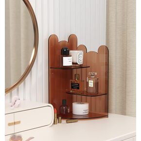 حامل عرض شفاف من 3 طبقات، حامل أكريليك للعرض، نماذج إبداعية لمنظمات الأكريليك للعطور، حامل عرض سطح المكتب للتنظيم والديكور (11.8 بوصة × 8.2 بوصة بني شفاف) in Kuwait