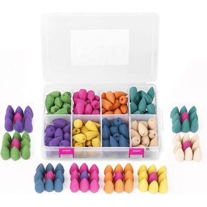 140PCS 8 Mixed Natural Scents Backflow Incense Cones Gift Package Ideal for Spa Yoga Meditation, Aromatherapy