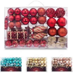 AMS 34ct Christmas Ball Mini Ornaments Party Decorations Shatterproof Festival Pendant Hangings for Xmas Tree Decor(1.57''/40mm,Blue)
