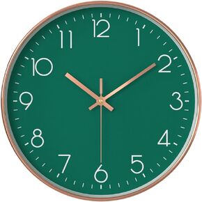 12 in Wall Clock Non-Ticking Quartz Silent Battery Operated Round Clocks Home Kitchen Office School Living Room Decor Clocks (Green)