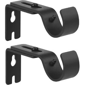 Anndason Heavy Duty Adjustable Curtain Rod Brackets Rod Holders Curtain Rod Holders for 1 1/8 Inch and 1 1/4 Inch Rod, (2 PCS, Black)