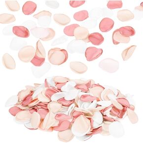 Silk Rose Petals, 300pcs Dusty Blue Flower Petals with Organza Bag Flower Girl Scatter Petals for Wedding Aisle Runner Party Dinner Tables Decorations (4 Color Mixes)
