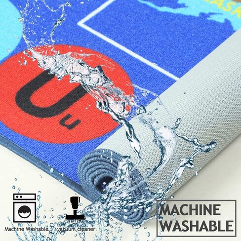 Capslpad Kids Rug USA Map Kids Play Rug 6'6"x 5' Large Size ABC Alphabet Educational Learning Classroom Area Rug Non Skid City Road Car Rug Play Mat for Children Bedroom Playroom Nursery Room in Kuwait