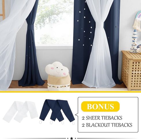 NICETOWN Curtains for Girls Bedroom Kids Curtains Rainbow Curtains Girls Curtains Star Curtains Princess Room Decor for Daughter Bedroom Window, 34" x 63"L, Purple & Blue & Pink, 2 Panels in Kuwait