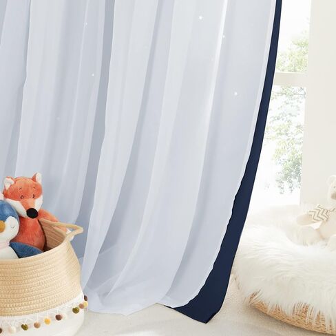 NICETOWN Curtains for Girls Bedroom Kids Curtains Rainbow Curtains Girls Curtains Star Curtains Princess Room Decor for Daughter Bedroom Window, 34" x 63"L, Purple & Blue & Pink, 2 Panels in Kuwait