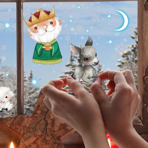 9 أوراق دينية عيد الميلاد ملصقات النوافذ خمر ديكورات عيد الميلاد ميلاد يسوع شارات عيد الميلاد للزجاج زينة نافذة عيد الميلاد المسيحية عطلة عيد الميلاد in Saudi Arabia
