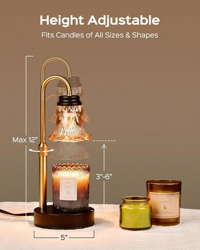JACKYLED 2 Pack Candle Warmer Lamp with Dimmer, Height Adjustable Candle Lamp Warmer with Heating Bulbs for Scented Candles, Candle Jars, Wax Warmer Heat Lamp for Home Decor, Housewarming Gift in Saudi Arabia