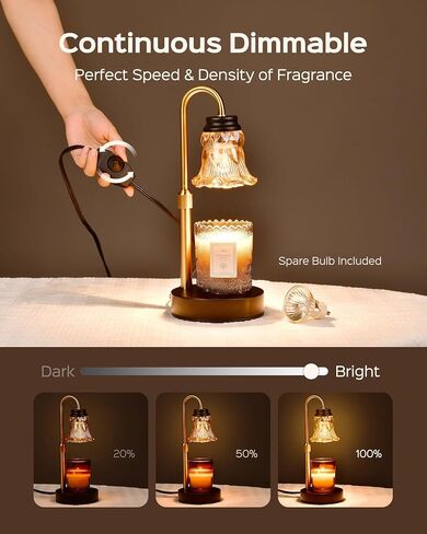 JACKYLED 2 Pack Candle Warmer Lamp with Dimmer, Height Adjustable Candle Lamp Warmer with Heating Bulbs for Scented Candles, Candle Jars, Wax Warmer Heat Lamp for Home Decor, Housewarming Gift in Saudi Arabia