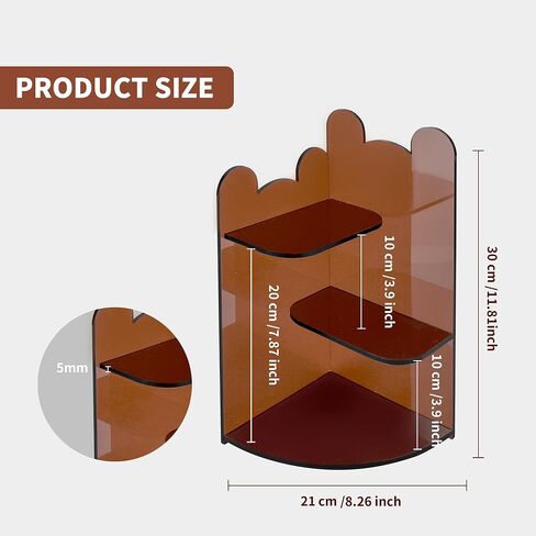 حامل عرض شفاف من 3 طبقات، حامل أكريليك للعرض، نماذج إبداعية لمنظمات الأكريليك للعطور، حامل عرض سطح المكتب للتنظيم والديكور (11.8 بوصة × 8.2 بوصة بني شفاف) in Kuwait