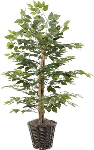 Vickerman 4' Artificial Ficus Bush - 4-Foot Tall Fake Ficus Bush in Black Plastic Pot - Realistic Floor Plant with Detailed Leaves - Perfect Fake Tree for Greenery Decor in Saudi Arabia