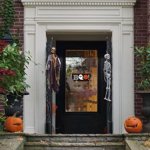 Whaline Halloween Wooden Hanging Sign Spooky Boo Welcome Sign with Bow Vintage Halloween Door Hanger Sign for Farmhouse Home Window Outdoor Wall Party Decoration Supplies in Saudi Arabia