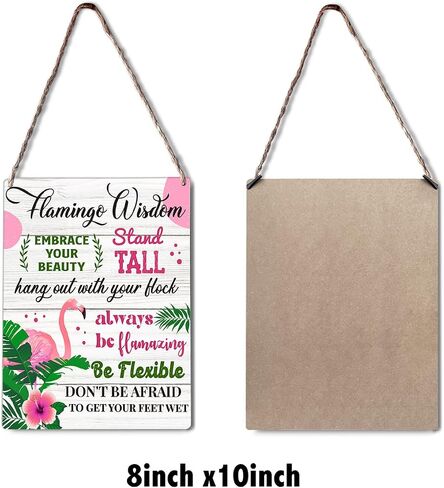 Farmhouse Pink Flamingo Wooden Sign Wall Decor Rustic Flamingo Wisdom Embrace Your Beauty Wood Plaque Hanging Sign Decoration for Home Door Outdoor 8"x10" in Kuwait