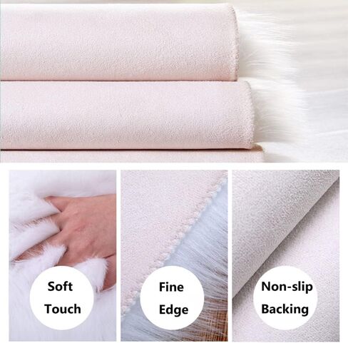 Qioly White Faux Fur Plush Cushion Fluffy Small Area Rug, Luxury Background for Small Items/Jewelry/Nail Art Desk Photos, Product Display & Home Decor (Rectangle - 15 x 10 Inches) in Saudi Arabia