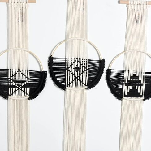 Flber Macrame الجدار الشنق 3 قطع Macrame جدار ديكور Macrame جدار الفن جولة جدار الفن اليدوية بوهو جدار ديكور in Kuwait