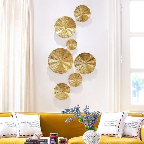 TEIPAI Black and Gold Wall Decor for Living Room, 7PCS Gold Metal Wall Art for Bedroom Porch Hallway Decoration, Modern Home Decor for Office Dining Room Apartment New Home Gift in Kuwait