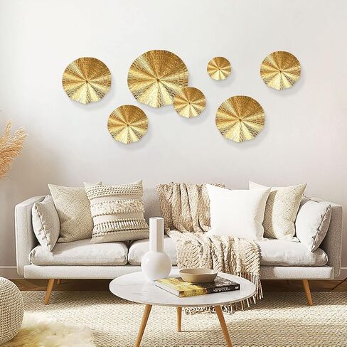 TEIPAI Black and Gold Wall Decor for Living Room, 7PCS Gold Metal Wall Art for Bedroom Porch Hallway Decoration, Modern Home Decor for Office Dining Room Apartment New Home Gift in Kuwait