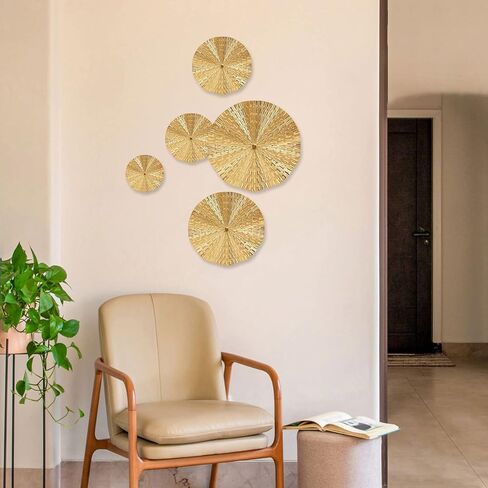 TEIPAI Black and Gold Wall Decor for Living Room, 7PCS Gold Metal Wall Art for Bedroom Porch Hallway Decoration, Modern Home Decor for Office Dining Room Apartment New Home Gift in Kuwait