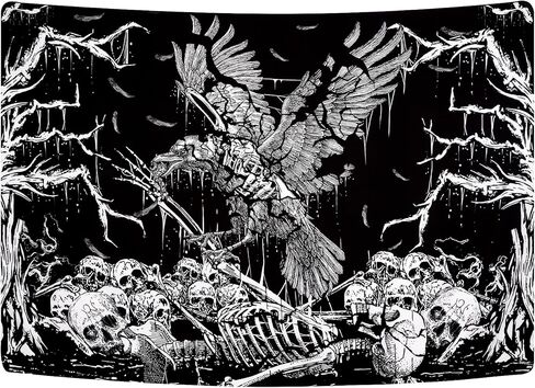 Lyacmy Skull Tapestry Black and White Tapestry Branches Tapestry Skeleton Crow Raven Tapestry Hippie Eyes Tapestry Wall Hanging for Room(51.2 x 59.1 inches) in Kuwait