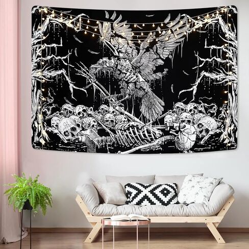 Lyacmy Skull Tapestry Black and White Tapestry Branches Tapestry Skeleton Crow Raven Tapestry Hippie Eyes Tapestry Wall Hanging for Room(51.2 x 59.1 inches) in Kuwait