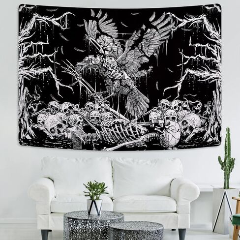 Lyacmy Skull Tapestry Black and White Tapestry Branches Tapestry Skeleton Crow Raven Tapestry Hippie Eyes Tapestry Wall Hanging for Room(51.2 x 59.1 inches) in Kuwait