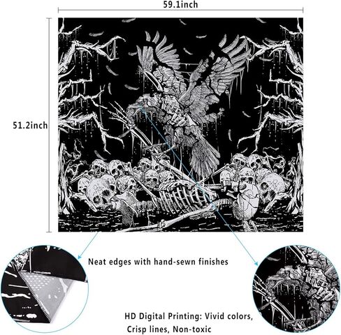 Lyacmy Skull Tapestry Black and White Tapestry Branches Tapestry Skeleton Crow Raven Tapestry Hippie Eyes Tapestry Wall Hanging for Room(51.2 x 59.1 inches) in Kuwait