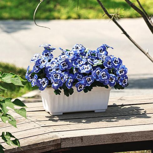 QIANYUN 8 حزم من الزهور الاصطناعية في الهواء الطلق مقاومة للأشعة فوق البنفسجية زهور البانسي الصناعية البلاستيكية الصناعية بكميات كبيرة نباتات خارجية وهمية (12، أبيض/أرجواني/أزرق/أصفر) in Kuwait