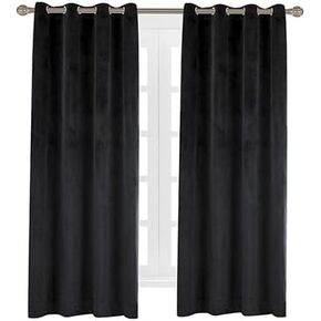 Set of 2 Velvet Thermal Blackout Curtain Panel Drapes Grommet Draperies Eyelet 52Wx63L inch Black(2 panels)Theater| Bedroom| Living Room| Hotel in Saudi Arabia