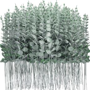 100 Pcs Eucalyptus Stems Faux Greenery Artificial Eucalyptus Leaves Eucalyptus Decor Greenery Stems Faux Greenery Branches for Wedding Centerpiece Flowers Bouquet Farmhouse Home Decor (Green)
