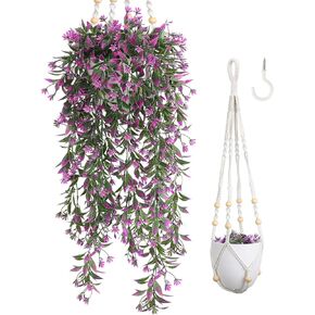 Gusgopo Fake Hanging Plant for DIY Shows Home Decor,Artificial Hanging Plants Artificial Decor Suitable for Office,Kitchen,Livingroom,Balcony,Bedroom,Hotel and Party Decoration-1Pcs-RoseRed in Saudi Arabia