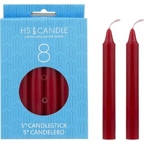 HS Candle 8 pcs Red Unscented 5 Inch Candlestick Taper Candles, Household General Usage, Emergency & More in Saudi Arabia