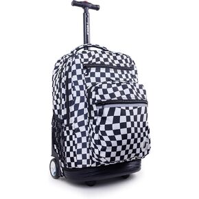 J World New York Sundance Rolling Backpack Girl Boy Roller Bookbag، ريترو بلوم، 20 بوصة