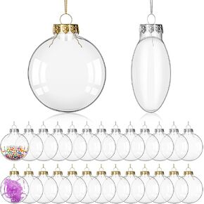 Clear Plastic Flat Disc Ornaments 3.15 Inch DIY Transparent Fillable Ornaments Balls Christmas Hanging Ornaments Christmas Tree Decor Holiday Decorative Craft Tree Ornaments (Green, 24 Pcs)