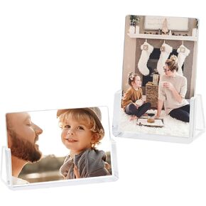 2 Pack Picture Frames 4x6 with Clear Base Stand, Acrylic Photo Frame Frameless for Desk Display Decoration(Horizontal + Vertical) in Kuwait