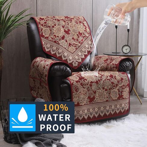 LUFEIJIASHI Recliner Chair Covers Non Slip Waterproof Large Recliner Covers for Leather Recliner,Electric Reclining Chair Covers for Living Room Dog Sofa Recliner Cover Furniture Protective Brown in Kuwait