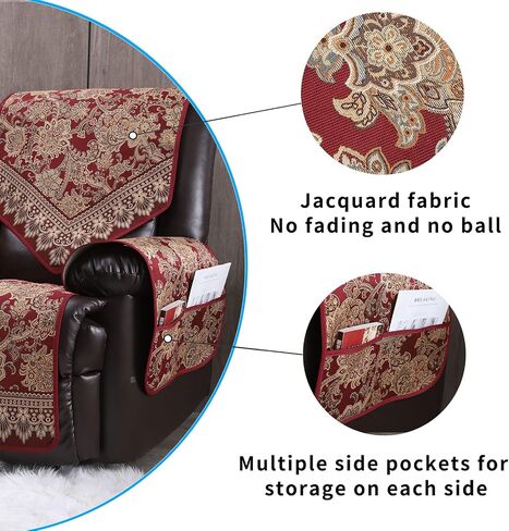 LUFEIJIASHI Recliner Chair Covers Non Slip Waterproof Large Recliner Covers for Leather Recliner,Electric Reclining Chair Covers for Living Room Dog Sofa Recliner Cover Furniture Protective Brown in Kuwait