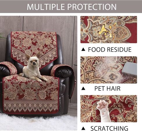 LUFEIJIASHI Recliner Chair Covers Non Slip Waterproof Large Recliner Covers for Leather Recliner,Electric Reclining Chair Covers for Living Room Dog Sofa Recliner Cover Furniture Protective Brown in Kuwait