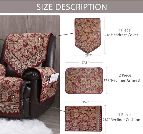 LUFEIJIASHI Recliner Chair Covers Non Slip Waterproof Large Recliner Covers for Leather Recliner,Electric Reclining Chair Covers for Living Room Dog Sofa Recliner Cover Furniture Protective Brown in Kuwait