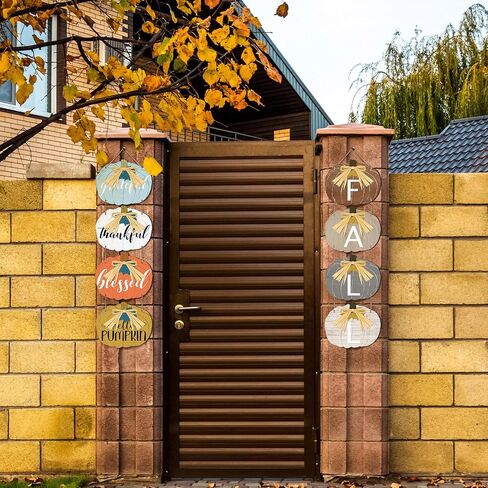 Sintuff Thanksgiving Fall Sign Pumpkin Decor Double Wooden Pumpkin Fall Sign Blessed Grateful Thankful Hanging Wall for Front Door Porch with Bow Fall Leaf for Farmhouse Autumn Harvest Outdoor Indoor in Saudi Arabia