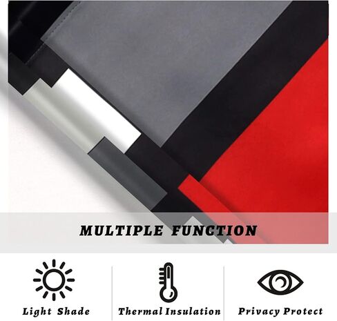 AILUER ستائر هندسية باللون الأسود والأبيض والأحمر والرمادي للنوافذ، ستائر معالجة النوافذ نصف نافذة ستارة للمطبخ وغرفة المعيشة وغرفة النوم (هندسي، 52 بوصة × 18 بوصة) in Kuwait