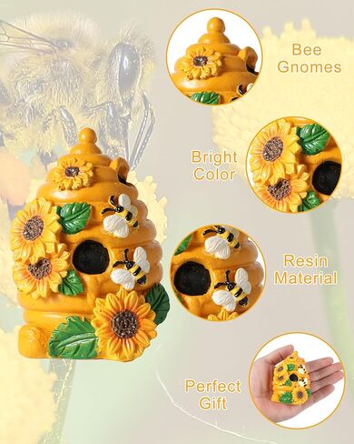 iStatue Vintage Truck with Bumble Bee - Set of 2 Collectible Vehicles with Honeycomb Sunflower - Spring Summer Fall Resin Swedish Statue - Tiered Tray Decorations for Home Decor (Bee House Car) in Kuwait
