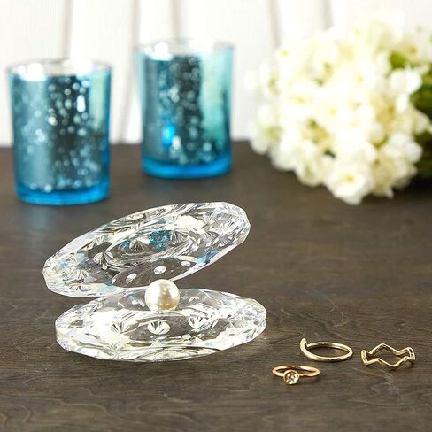 صدف بحري كريستالي، تمثال زجاجي مع لؤلؤ لهدايا الزفاف (4 × 3 × 2.6 انش) in Kuwait