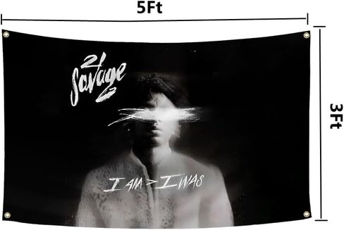 21 سافاج مغني الراب كاتب الأغاني العلم 3x5Ft الموسيقى مغني الراب المشارك نسيج كلية غرفة النوم الرجال رجل كهف فرات نوم جدار راية in Kuwait