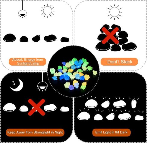 MECCANIXITY 1500pcs Glow Rocks 8-10mm Glow Pebbles Decoration in The Dark Luminous Stones Decor DIY Decorative Multicolored for Garden, Potted Plant, Fish Tank in Saudi Arabia
